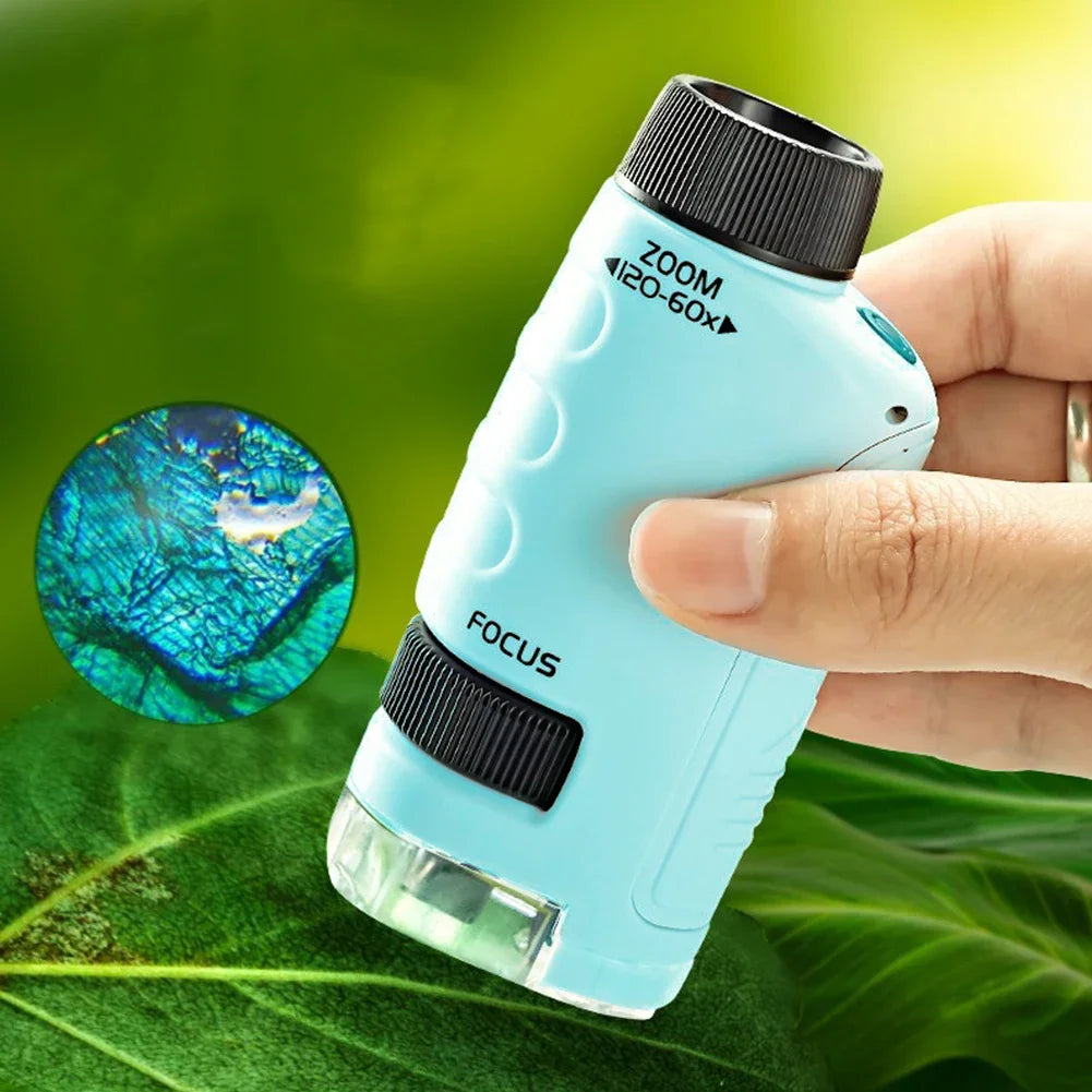 Kids Science Microscope with LED Light Battery Powered Handheld Microscope Light Home School Biological Science Educational Toys