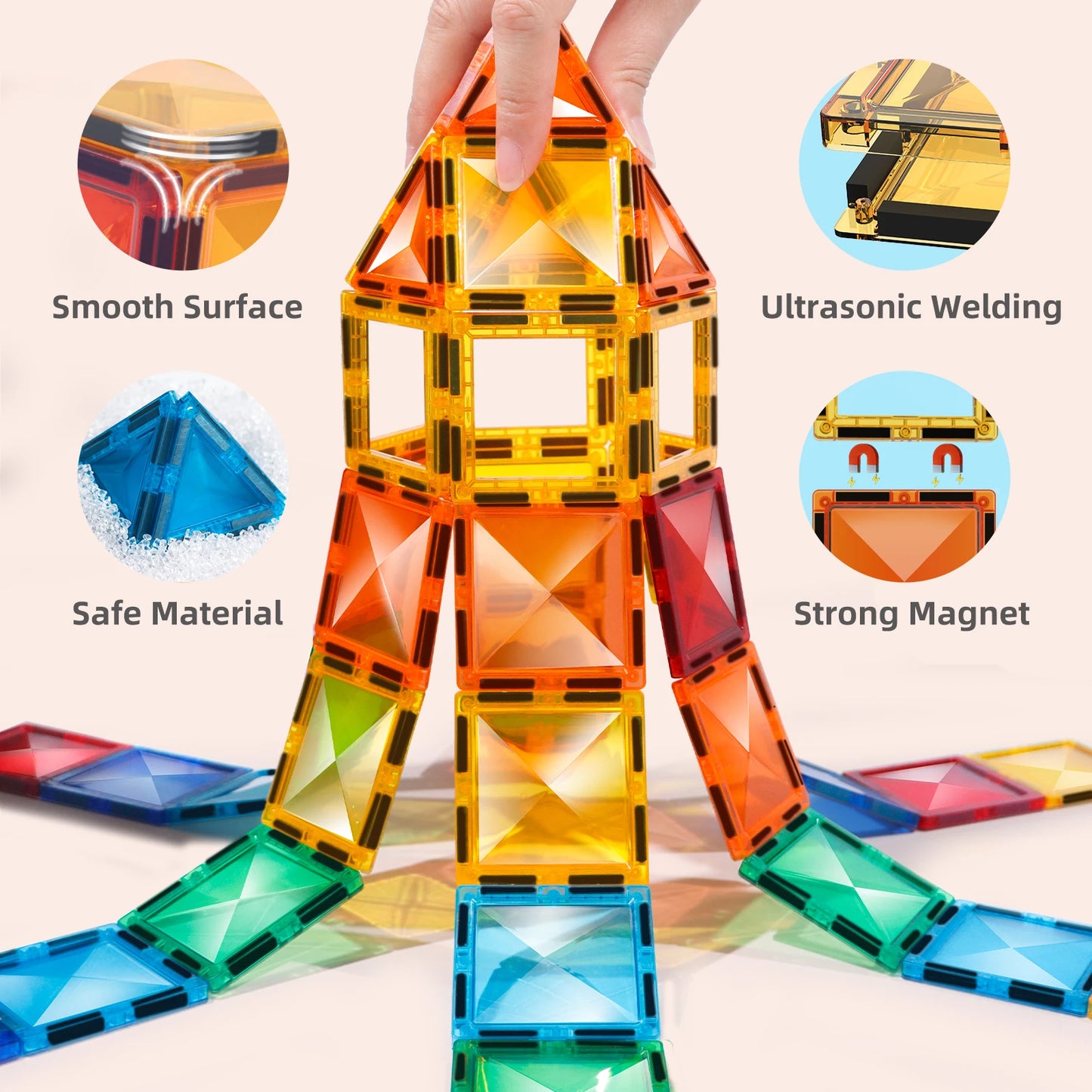 Magnets Building Blocks 3D Diamond Magnetic Tiles Cars Construction Set Stem Educational Toys for Kids Boy Girl Ages 3 4 5 6 7 8