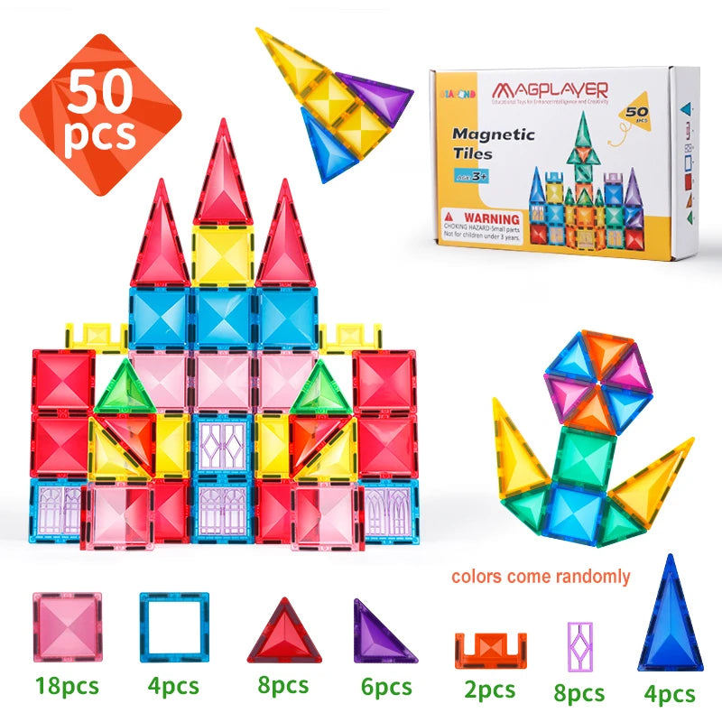 Magnets Building Blocks 3D Diamond Magnetic Tiles Cars Construction Set Stem Educational Toys for Kids Boy Girl Ages 3 4 5 6 7 8
