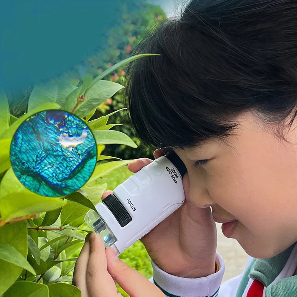 Kids Science Microscope with LED Light Battery Powered Handheld Microscope Light Home School Biological Science Educational Toys